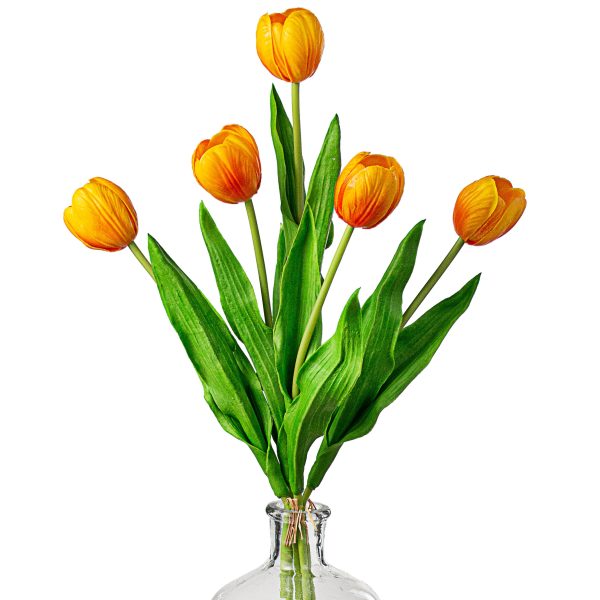 13  Realistic Touch Tulip Bouquet: Orange (5) Cheap