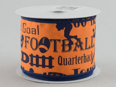 2.5  Football Touchdown Ribbon: Orange & Blue (10 Yards) Online Sale