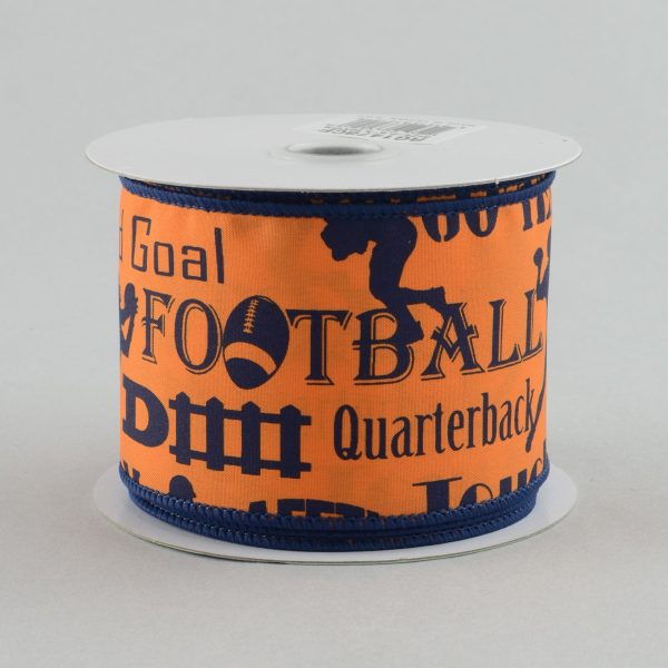 2.5  Football Touchdown Ribbon: Orange & Blue (10 Yards) Online Sale