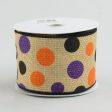 2.5  Faux Burlap Halloween Polka Dots: Purple, Orange & Black (10 Yards) Fashion