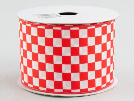 2.5  Red and White Check Ribbon (10 Yards) Supply