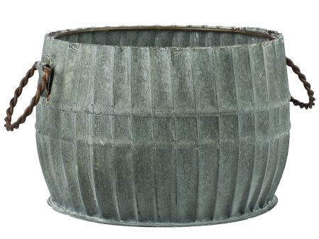 12  Galvanized Round Aluminum Planter For Sale