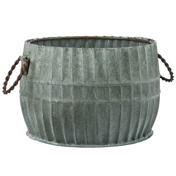 12  Galvanized Round Aluminum Planter For Sale