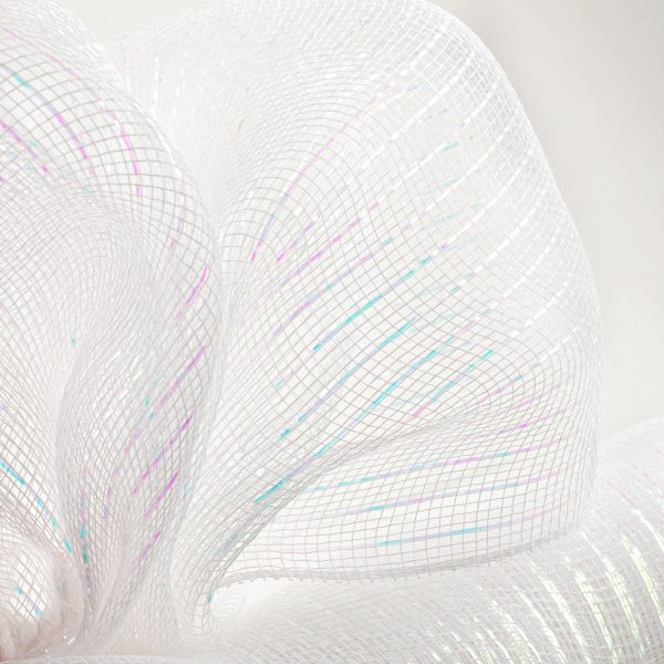 21  Poly Deco Mesh: Metallic White Iridescent on Sale