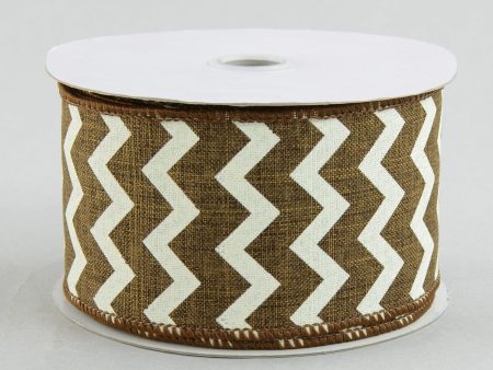 2.5  Canvas Chevron Ribbon: Brown & Ivory (10 Yards) For Cheap