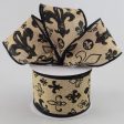 2.5  Canvas Black Fleur de Lis Ribbon (10 Yards) Online Hot Sale