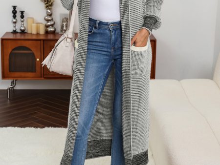 Gray Textured Knit Pocketed Duster Cardigan Discount