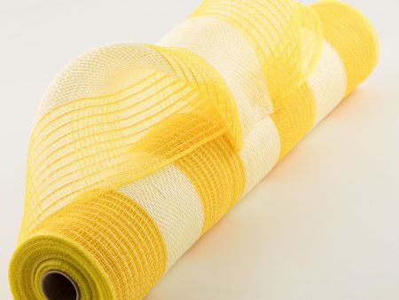 21  Poly Jute Deco Mesh: Yellow & Ivory Wide Stripe (10 Yards) Online Sale