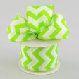 2.5  Satin Chevron Ribbon: Lime Green & White (10 Yards) Online Sale