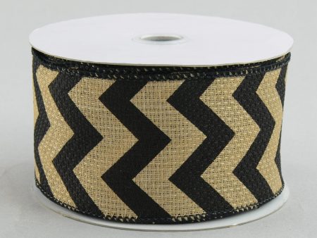 2.5  Faux Burlap Chevron Ribbon: Black (10 Yards) Online Hot Sale