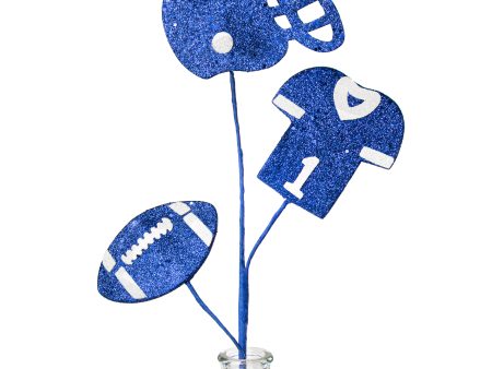 24  Glitter Helmet, Jersey, Football Pick: Blue & White Hot on Sale