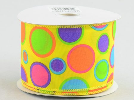 2.5  Multi-Colored Polka Dot Ribbon: Yellow Hot on Sale