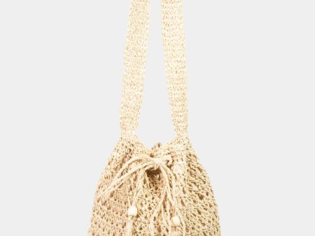 Fame Straw Braided Drawstring Tote Bag with Tassel Hot on Sale