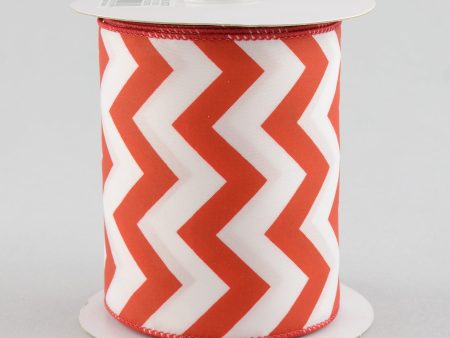 4  Satin Chevron Ribbon: Red & White (10 Yards) Online Hot Sale