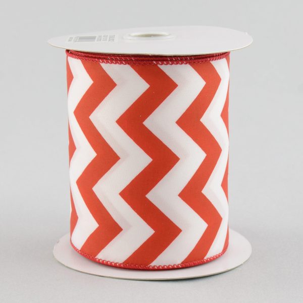 4  Satin Chevron Ribbon: Red & White (10 Yards) Online Hot Sale