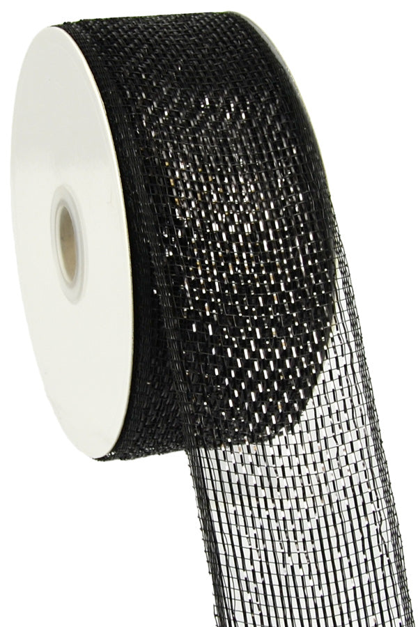 2.5  Poly Deco Mesh Ribbon: Metallic Black Online now