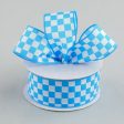 1.5  Sky Blue and White Check Ribbon (10 Yards) Sale