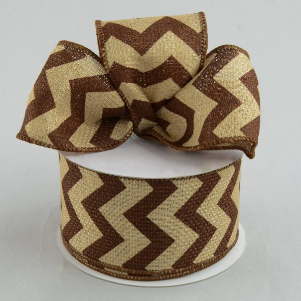 2.5  Faux Burlap Chevron Ribbon: Chocolate Brown (10 Yards) Cheap