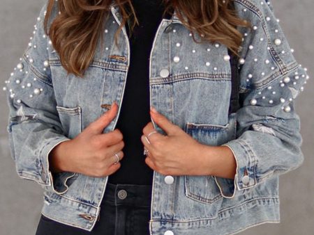 Bead Detail Denim Jacket Fashion