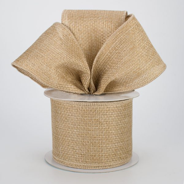 2.5  Royal Faux Burlap Ribbon: Tan (10 Yards) For Cheap