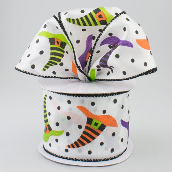 2.5  Witch Hat & Polka Dot Ribbon: White (10 Yards) Online Sale