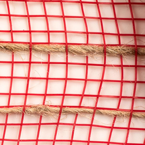 10  Poly Jute Deco Mesh: Natural & Red Thin Stripe (10 Yards) on Sale