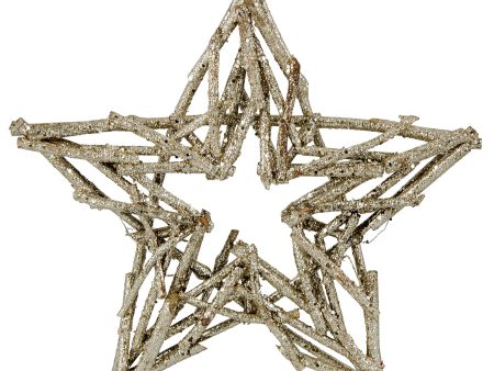 12  Metallic Glitter Twig Star Ornament: Champagne Online now