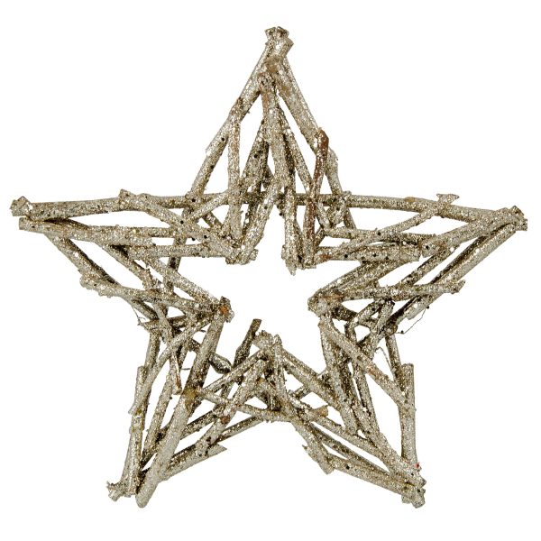 12  Metallic Glitter Twig Star Ornament: Champagne Online now