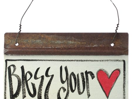 Reclaimed Tin Sign: Bless Your Heart (10  x 6 ) Fashion