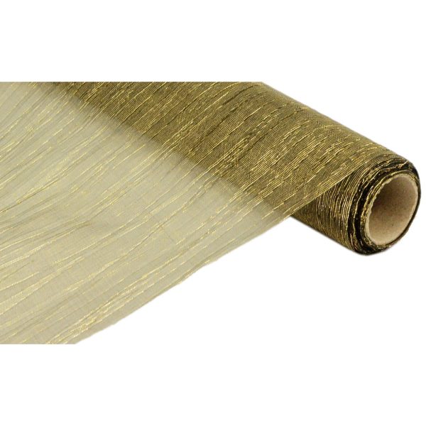 17  Crinkle Fabric Roll: Metallic Black Gold (5 Yards) Online Sale