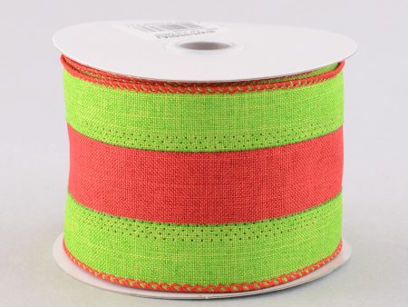 2.5  Royal Woven Stripe Ribbon: Red & Green (10 Yards) on Sale