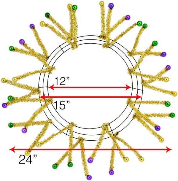 15-24  Tinsel Ball Work Wreath Form: Purple Green Gold Online