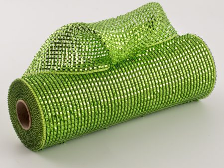 10  Poly Mesh Roll: Deluxe Wide Lime Foil Moss Apple With Lime Sale