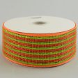 2.5  Poly Deco Mesh Ribbon: Deluxe Wide Foil Lime Orange Stripe Online Hot Sale