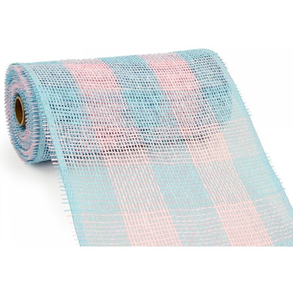 10  Paper Mesh Roll: Pink Blue Plaid (10 Yards) Online