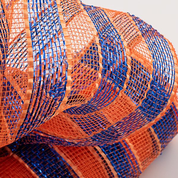 10  Poly Deco Mesh: Metallic Orange Blue Stripe Fashion