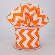 2.5  Satin Chevron Ribbon: Orange & White (10 Yards) Supply