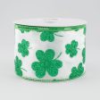 2.5  Satin & Glitter Shamrocks Ribbon (10 Yards) Online now