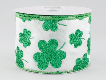 2.5  Satin & Glitter Shamrocks Ribbon (10 Yards) Online now