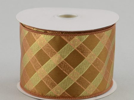 2.5  Criss Cross Glitter Ribbon: Brown Copper Gold Online Sale