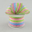 2.5  Lime Pink Blue Multi-Stripe Ribbon (10 Yds) Cheap