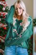 Green Sequined Candy Canes Gingerbread Man Sweater Cheap