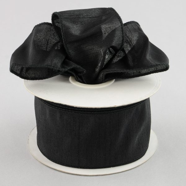 2.5  Faux Dupioni Ribbon: Black (25 Yard Roll) For Sale