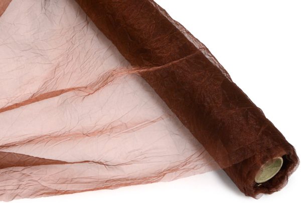 24  Crinkle Sheer Fabric Roll: Chocolate Brown (10 Yards) Discount