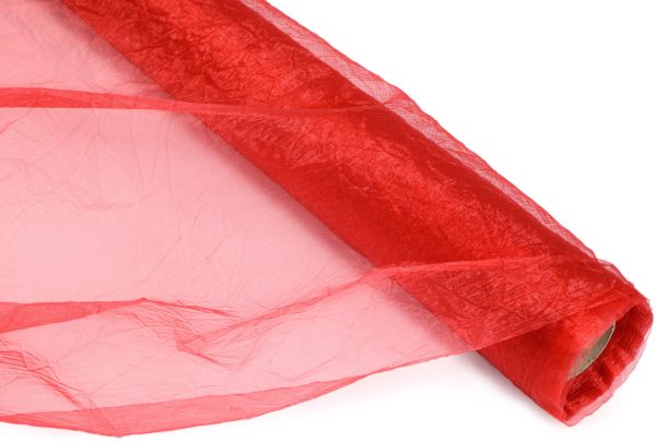 24  Crinkle Sheer Fabric Roll: Red (10 Yards) For Cheap