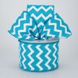 2.5  Canvas Chevron Ribbon: Turquoise & White (10 Yards) For Discount