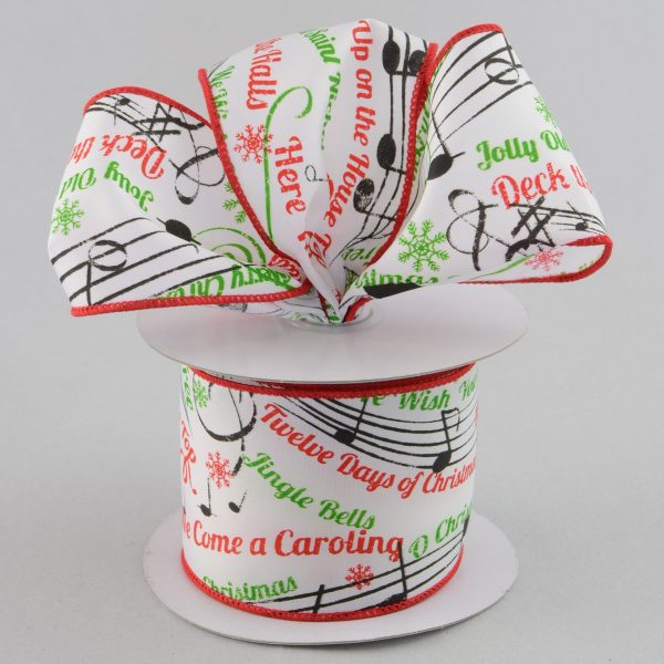 2.5  Satin Christmas Songs Ribbon (10 Yards) Discount