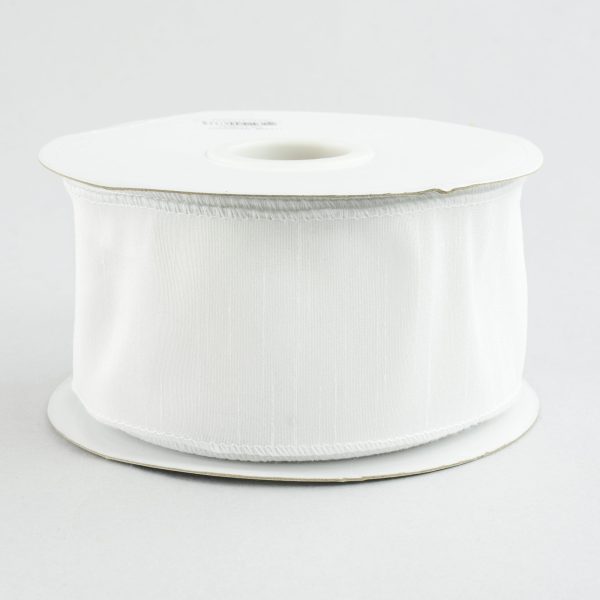 2.5  Faux Dupioni Ribbon: White (25 Yard Roll) Online now