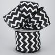 2.5  Canvas Chevron Ribbon: Black & White (10 Yards) Sale