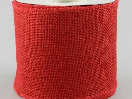 4  Wired Edge Burlap Ribbon: Red (10 Yards) Online Hot Sale